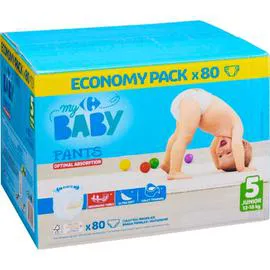CARREFOUR BABY Couches culottes taille 5 junior : 12-18 kg x80