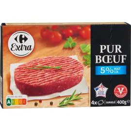 CARREFOUR EXTRA Steaks hachés pur boeuf 5% MG 4x100g