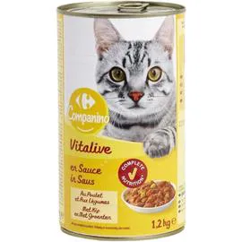 CARREFOUR COMPANINO Pâtée pour chat bouchées poulet légumes 1,250kg