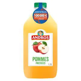 ANDROS Jus de pommes pressées 100% pur jus sans sucres ajoutés 1,5l
