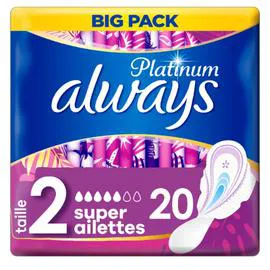 ALWAYS Serviette Hygiénique Avec Ailettes Platinium Long Taille 2 x20