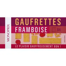 MONOPRIX Gaufrettes fines à la framboise 160g