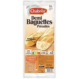 CHABRIOR Demi-baguettes précuites 2x150g