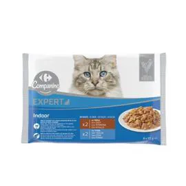 CARREFOUR COMPANINO Pâtée pour chat D'intérieur en sauce au veau & thon 340g