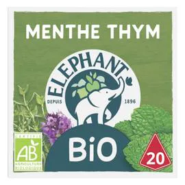THÉ ÉLÉPHANT Infusion menthe thym Bio x20