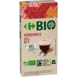 CARREFOUR BIO Café capsules Compatibles Nespresso bio Honduras intensité 9 x10