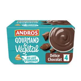 ANDROS Dessert végétal chocolat au lait d'amande 4x100g