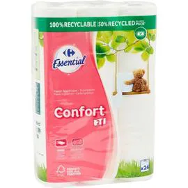 CARREFOUR ESSENTIAL Papier toilette Confort x24
