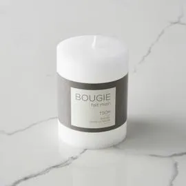 MONOPRIX Maison Bougie Non Parfumée, Coulée, Teintée Dans La Masse, Finition Brute, 7X9Cm, Blanche l'unité