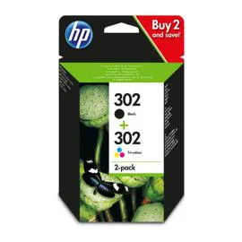 HP Cartouches d'encre Noir et Trois Couleurs Authentiques 302 (X4D37AE) x2