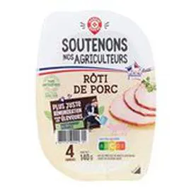 MARQUE REPÈRE, SOUTENONS NOS AGRICULTEURS Rôti de porc 4 tranches 140g