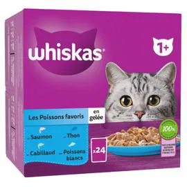 WHISKAS Pâtée pour chat adulte,Les Poissons favoris en gelée 12x85g