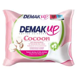 DEMAK'UP Lingettes démaquillantes Cocoon/peaux sensibles x25