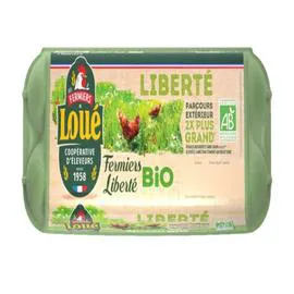 LOUÉ Oeufs Bio Calibre Moyen Sans-Antibiotique Sans OGM x10