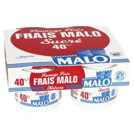 MALO Fromage frais nature sucré 40% MG 4x100g