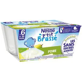 NESTLÉ, P'TIT BRASSÉ Dessert bébé dès 6 mois, Poire 4x90g