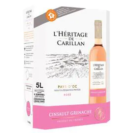 L'HERITAGE DE CARILLAN Vin Rosé Languedoc Roussillon IGP Pays d'OC Cinsault - Grenache 5l