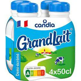 CANDIA, GRANDLAIT Lait demi écrémé 4x50cl
