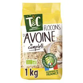 TERRES & CÉRÉALES BIO Céréales flocons d'avoine complets Bio 1kg