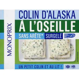 MONOPRIX Colin d'Alaska à l'oseille, surgelé 400g