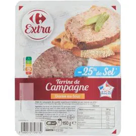 CARREFOUR EXTRA Pâté de campagne sel réduit 150g