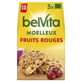 LU, BELVITA Biscuits petit déjeuner moelleux aux fruits rouges 250g