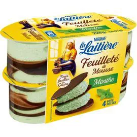 NESTLÉ, LA LAITIÈRE Mousse au chocolat Feuilleté de Mousse menthe 4x57g