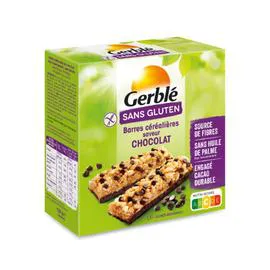 GERBLÉ Barres de céréales chocolat/riz sans gluten 132g