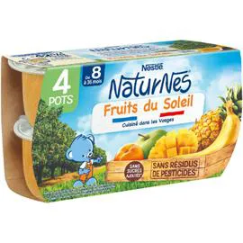 NESTLÉ, NATURNES Compotes bébé dès 8 mois, fruits du soleil 4x130g