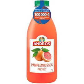 ANDROS Jus de pamplemousses roses pressés 100% pur jus sans sucres ajoutés 1l