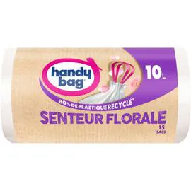 HANDY BAG Sac poubelle pour salle de bain 10L avec senteur florale x15