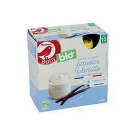 AUCHAN BABY BIO Gourde dessert lacté à la vanille bio dès 10 mois 4x85g