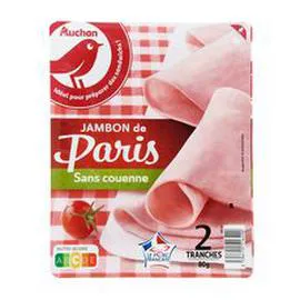 AUCHAN Jambon de Paris sans couenne 80g