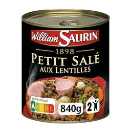 WILLIAM SAURIN Plat cuisiné petit salé aux lentilles 840g