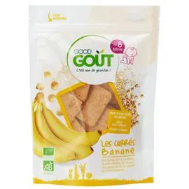 GOOD GOÛT Biscuits bébé dès 8 mois à la banane sans sucres ajoutés Bio Les Carrés Banane 50g