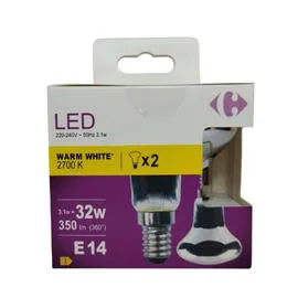 CARREFOUR Ampoule LED E14 Réflecteur Blanc-chaud 35W X2 l'unité