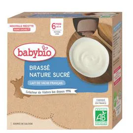 BABYBIO Gourdes brassé nature sucré 6M Bio 340g