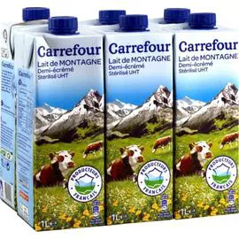 CARREFOUR Lait Demi-Ecreme Stérilisé UHT de Montagne 6x1l
