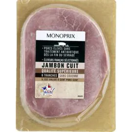MONOPRIX Jambon cuit qualité supérieure sans couenne 240g