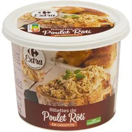 CARREFOUR Rillettes de poulet rôti en cocotte 220g