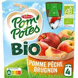 MATERNE, POM'POTES Compote Bio Pomme pêche brugnon 4x90g