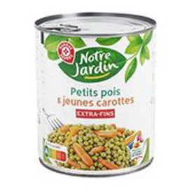 MARQUE REPÈRE, NOTRE JARDIN Petits pois carottes -Extra fins 530g