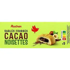 AUCHAN Sablé fourrés cacao noisettes 125g