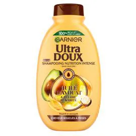 GARNIER, ULTRA DOUX Shampoing Nutrition Intense Cheveux Bouclés Avocat Karité 300ml