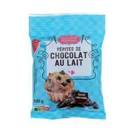 AUCHAN Pépites de chocolat au lait sachet refermable 100g