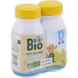 CARREFOUR BABY BIO Lait et céréales bébé bio dès 6 mois 2x25cl