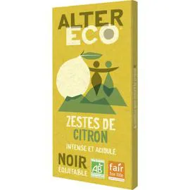 ALTER ECO Chocolat bio noir zestes citrons 100g