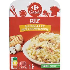 CARREFOUR CLASSIC' Plat cuisiné riz poulet champignons 300g