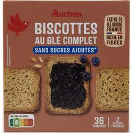 AUCHAN Biscottes au blé complet sans sucres ajoutés 300g