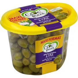CROC'FRAIS Olives vertes entières cassées à l'ail doux 550g